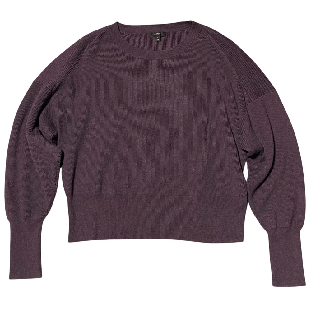 J. Crew Ribbed Crewneck Sweater Burgundy Long Sleeve Casual Women's Size L